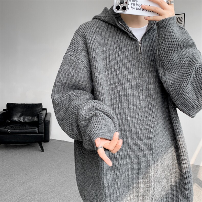 8XL-M毛衣男特大码宽松潮牌慵懒风痞帅连帽套头针织衫MY1509/P75,男装针织衫/毛衣,电商B238