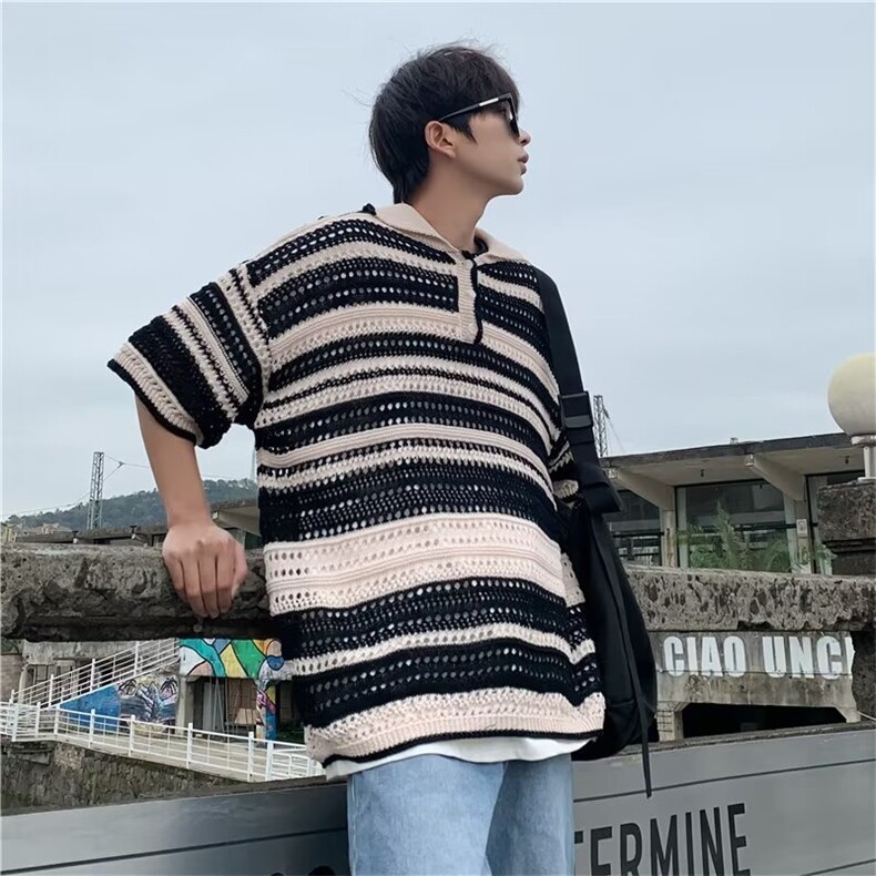 翻领短袖T恤男简约百搭休闲打底五分袖POLO衫K2532P36,男装Polo衫,星座1116-2