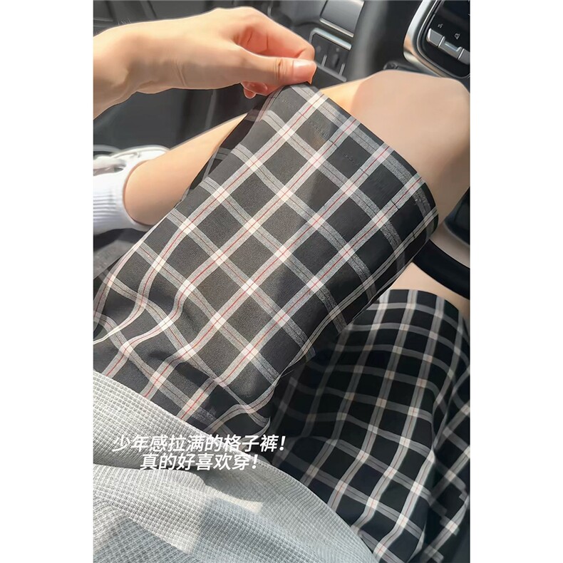 7泡泡纱冰丝凉感格子五分短裤宽松现货2000件K998/特P20,男装牛仔裤,电商A094