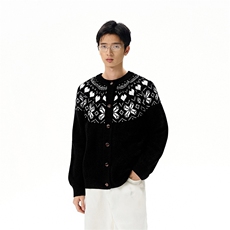 重磅秋冬装北极绒开衫毛衣美式复古休闲圣诞慵懒风提花针织衫外套，男装针织衫/毛衣，电商A486