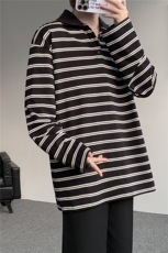 8XL-M条纹定律polo衫男翻领长袖t恤大版宽松上衣CX3011-P39，男装T恤，电商D206-1