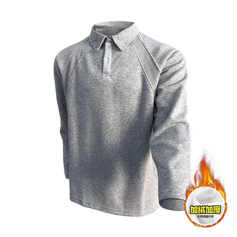 抖音得物高品质美式高街重磅曼巴棉结构螺纹拼接翻领卫衣长袖T恤，男装T恤，电商A486