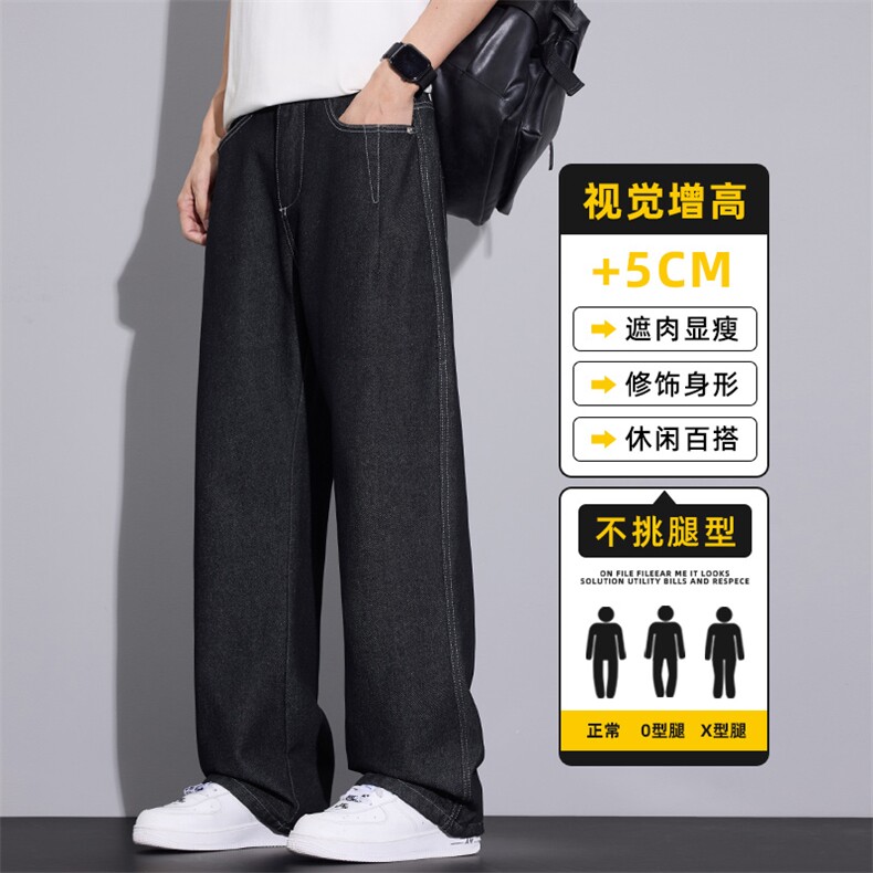 2026美式潮牌cleanfit街头痞帅牛仔裤男休闲直筒阔腿裤Z2618-P45图片