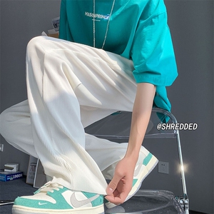 垂感休闲裤男士速干宽松拖地裤夏季褶皱薄款冰丝裤K4061-P45控58图片
