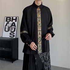 天丝山本耀司民族大码明制宫廷复古明制汉服大码长衫唐宋朝衬衫，男装民族服装，星座909
