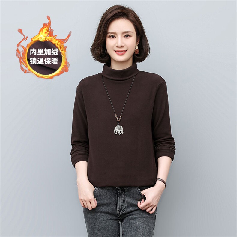 秋冬新款双面加厚德绒半高领保暖打底衫,女装卫衣/绒衫,3200格调