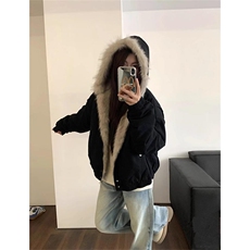 现货高品质美式高街冬季重磅硬挺短款座山雕毛领棉衣男女加厚外套，男装棉衣，电商A443