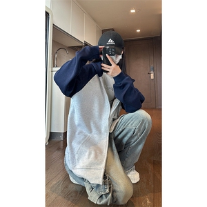 现货 宽松美式复古oversize连帽拉链光板卫衣男女 WY25-P55 控78图片