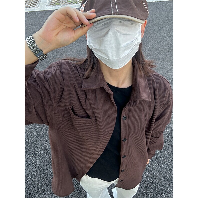 320G厚实灯芯绒衬衫男秋冬款休闲宽松复古长袖衬衣CS027-P40,男装衬衫,星座301C-5