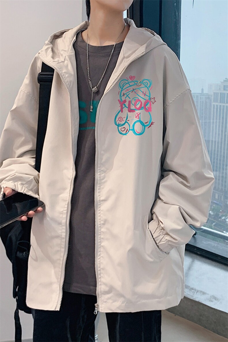 JK04-P45港风连帽夹克春季男潮流大码开衫男休闲外套男,男装夹克,电商B367