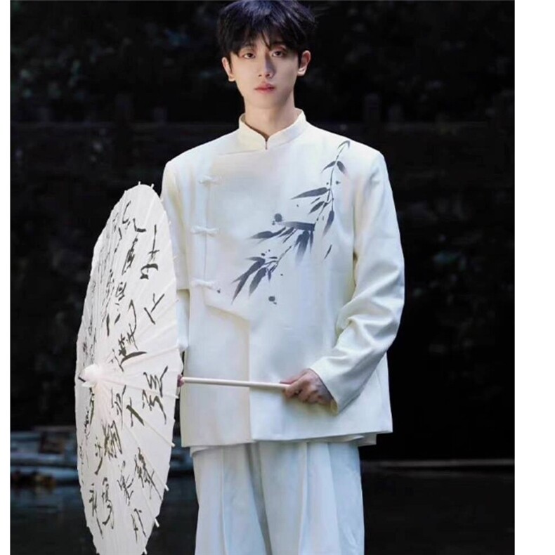 无品牌潮流流行ins新中式男装白色垫肩西小众设计感气质慵懒新款,男装夹克,星座506A