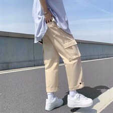 ins休闲工装裤男女秋季美式高街复古设计感束脚阔腿裤子k326-p30，男装工装外套，星座1008-2
