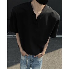 特批250克男装夏季新款大码宽松短袖T恤夏装V领打底衫S399P20，男装T恤，电商A233-1