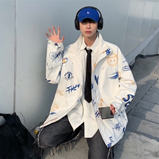 TP30W310两面穿风衣外套新款白底棒球服韩版宽松时尚夹克上衣，男装风衣，电商A170