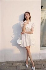 温婉甜俏的改良钻饰旗袍裙～面料的轻光泽提花很显贵…，女装汉服/婚纱/旗袍/礼服，GN