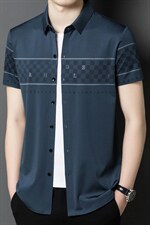 衬衫男冰丝短袖2023夏季商务休闲免烫宽松中年时尚百搭男装，男装衬衫，电商B212（原钱塘6029）