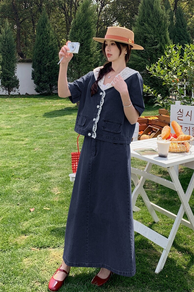 夏装新款！大量现货！蕾丝拼接牛仔两件套2C133-8918P170K238,女装套装/套裙,2C133