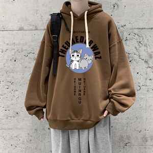WY2160-P35 纯棉连帽卫衣男大码运动帽衫宽松薄外套男图片