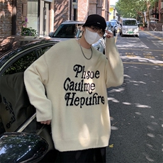 针织衫男女韩版潮流字母提花百搭保暖2024冬季ins毛衣MZ662-P55，男装针织衫/毛衣，星座412-2