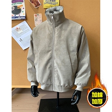 现货高品质美式高街重磅座山雕毛毛领pu皮棉衣男女加厚棉服冬外套，男装皮衣，电商A443