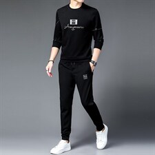 JG-T12秋季2023年新款男士长袖长裤修身休闲时尚卫衣运动套装P126，男装休闲套装，电商B360