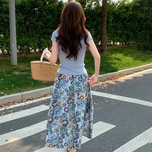 村口伊依82555时尚百搭针织衫+半身裙两件套女25夏新韩版休闲套装图片