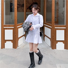 【】翻领木耳边时尚连衣裙+复古马甲套装2D148-2627-P170K278，女装套装/套裙，2D148