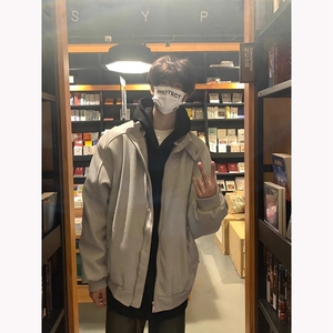 花灰色毛呢夹克棉服男士春秋美式高级工装卫衣外套短款立领棒球服图片