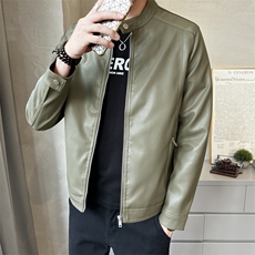 秋季短款皮衣小立领外套男韩版修身机车服P8637-P145，男装皮衣，电商A237