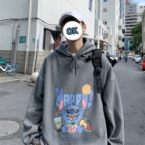 WY2077-P40纯棉连帽卫衣男大码运动帽衫宽松薄外套男