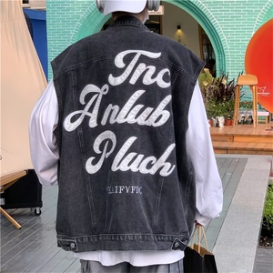 美式复古设计感牛仔马甲男外穿潮宽松坎肩无袖背心外套 W4917-P55图片