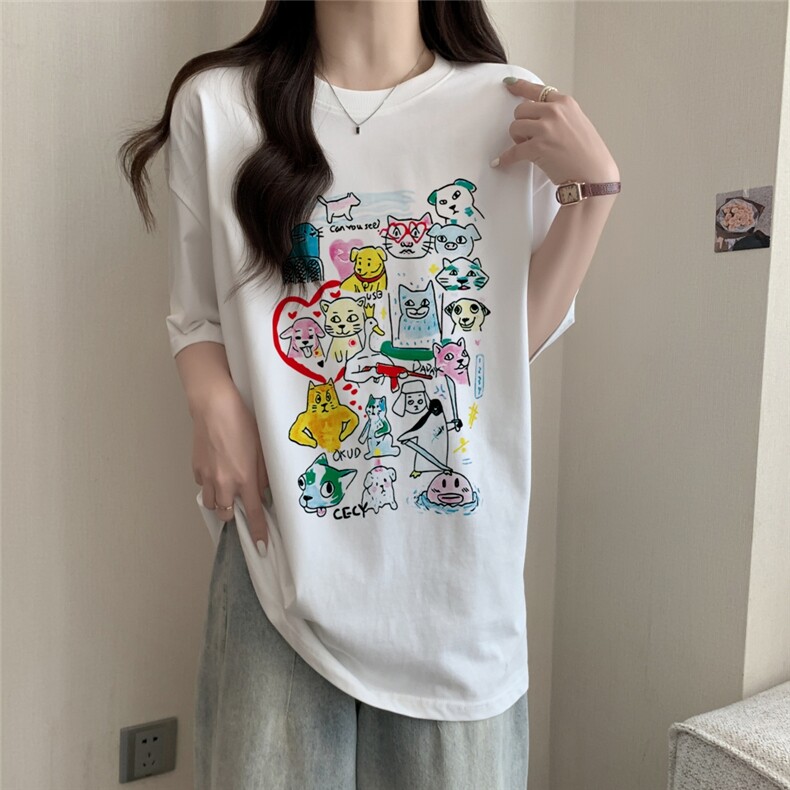 T0700-P25手绘卡通涂鸦纯棉短袖学院风学生情侣百搭,男装T恤,星座617A-2