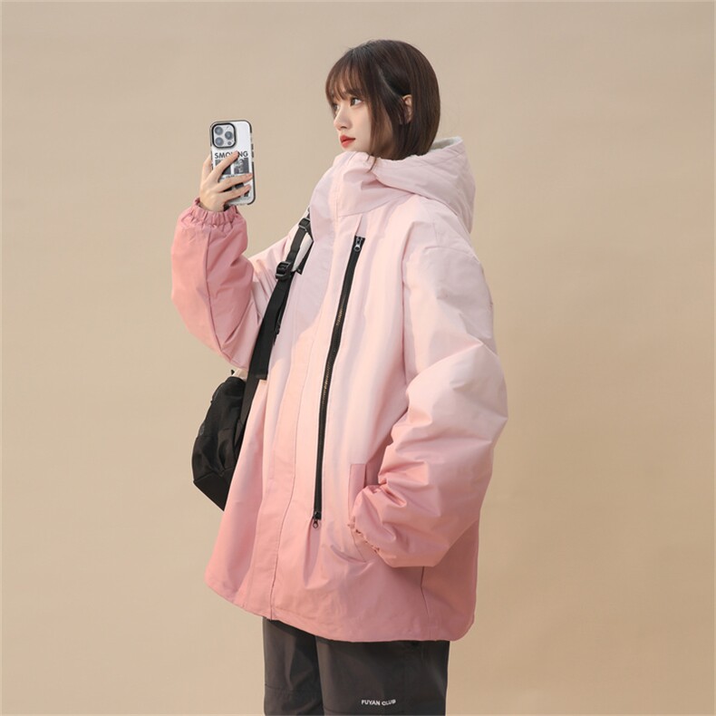 渐变三防户外冲锋衣内里600克仿兔毛潮牌棉衣XZ301AY08P128，男装棉衣，星座301A