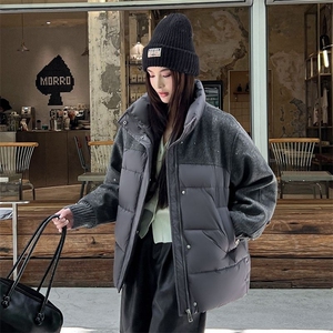 2025新款冬季设计感拼接加厚棉服女新款学院洋气百搭棉袄外套图片