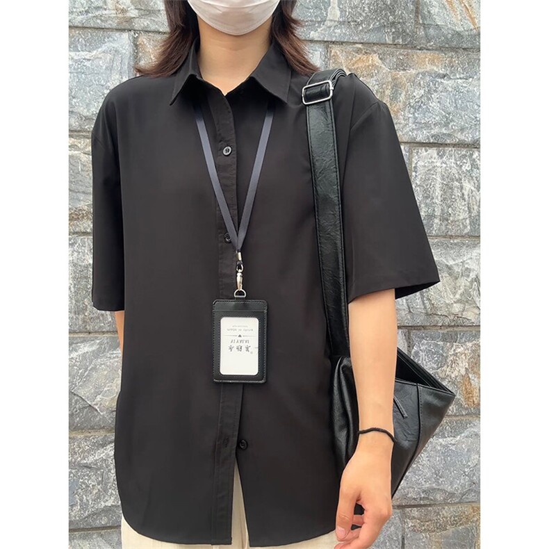 薄款冰丝短袖衬衫男简约纯色垂感休闲痞帅衬衣CS288-P20,男装T恤,星座301C-5