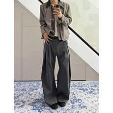 休闲垂坠感复古西装裤解构男阔腿裤小众设计感拖地裤LZY3711-P50，男装西服套装，星座1008