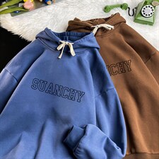 WY2229-P35加绒款-P40纯棉连帽卫衣男大码运动帽衫宽松薄，男装卫衣，电商A040