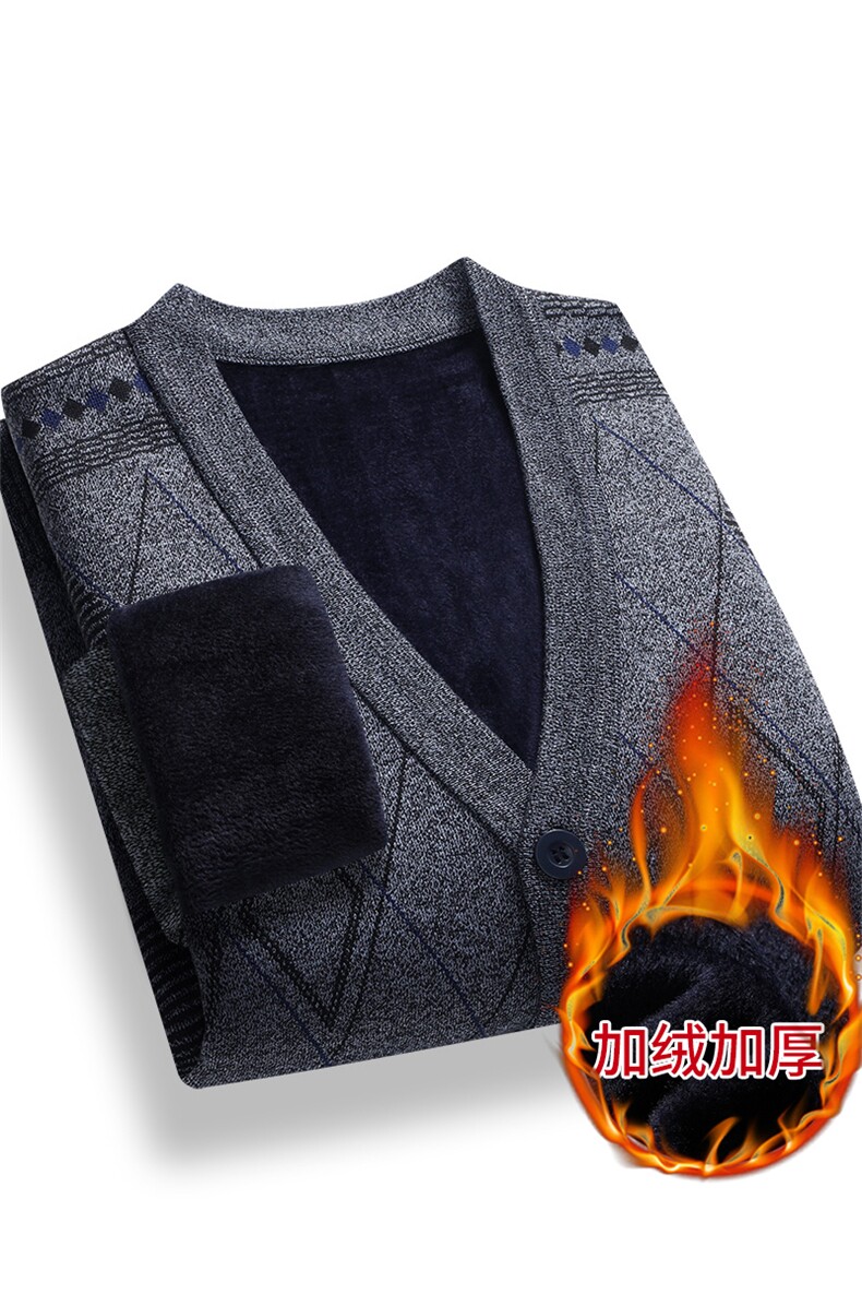 中年男士毛衣加绒加厚开衫爸爸打底针织衫中老年保暖上衣M5005-37,男装针织衫/毛衣,星座1402-2