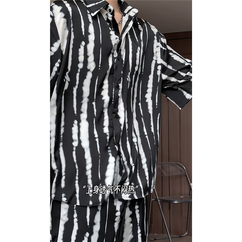 1短袖衬衫男+短裤潮流休闲套装男M-5XL大码TZ78719P50控98模特图,男装牛仔裤,星座226-2