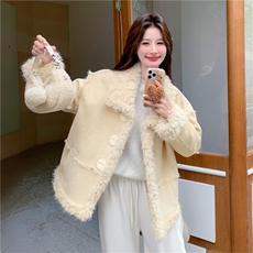 有货~2色立领保暖皮毛一体外套2C118-M865-P195-K288，女装短外套，2C118