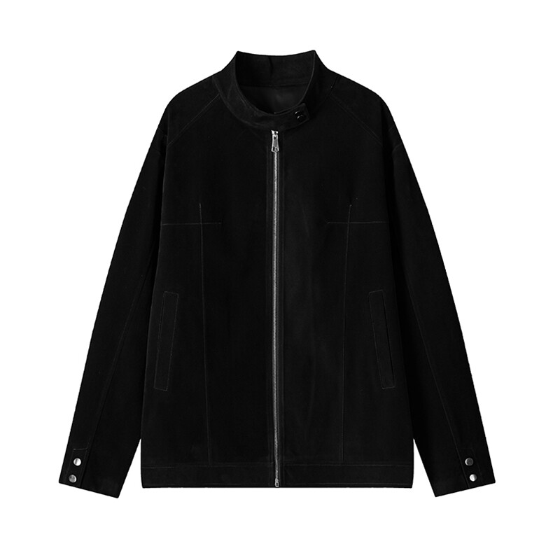 2026春季新款正肩高品质绒皮工艺短款机车夹克外套男J5281-特P70,男装夹克,电商A001