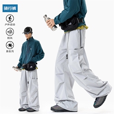 秋季美式户外骑行防风多口袋松紧腰男大码冲锋裤K24035-特P50控98，男装休闲裤，电商A001-1