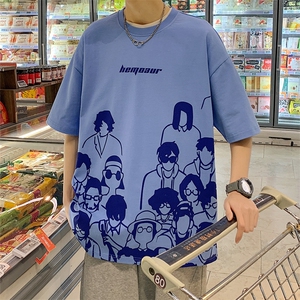 夏季新款百搭短袖T恤港风圆领动漫印花半袖男女 1633-P38 控价58图片