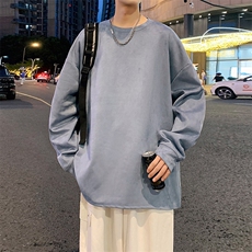 二开港风麂皮绒圆领卫衣男宽松长袖T恤打底衫外套Y5535P35，男装T恤，星座1204-3