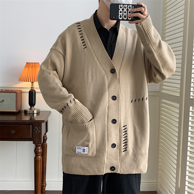 秋冬日系复古开衫毛衣慵懒落肩情侣针织外套男女MY0162-P55,男装针织衫/毛衣,星座308B-2