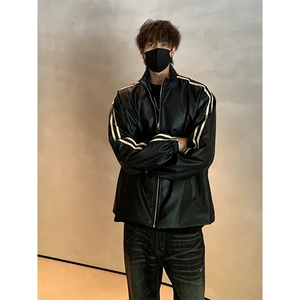 美式夹克宽松休闲皮衣秋季复古潮牌百搭皮衣外套HY593TP65图片