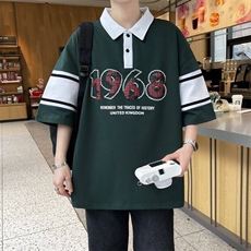 25062-特P40夏季时尚休闲T恤男打底衫港风宽松翻领短袖POLO衫，男装T恤，电商D310B