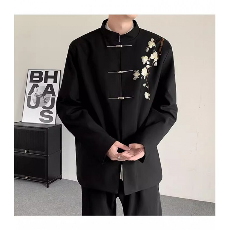 1506/QW760/P64春秋新中式重工刺绣玉兰花中山装痞帅高级感西服潮,男装西服,星座1506