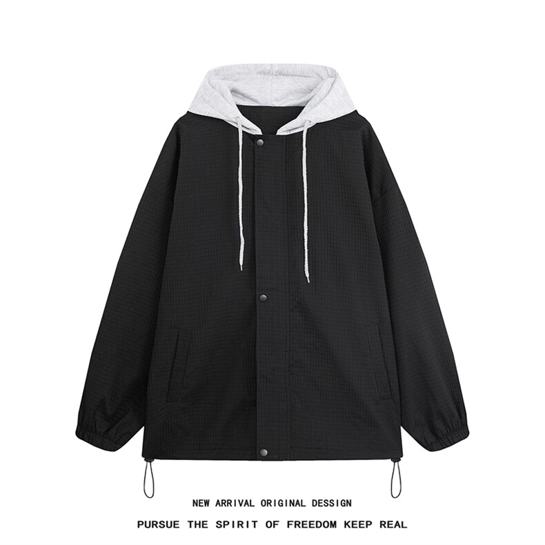 JK9018/P70春装新款现货中性风防水泡泡格个性夹克男大码宽松外套,男装夹克,电商A141