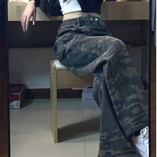 D178-P48美式高街潮牌迷彩休闲工装裤男宽松直筒牛仔裤-网图现货，男装牛仔裤，星座603-2